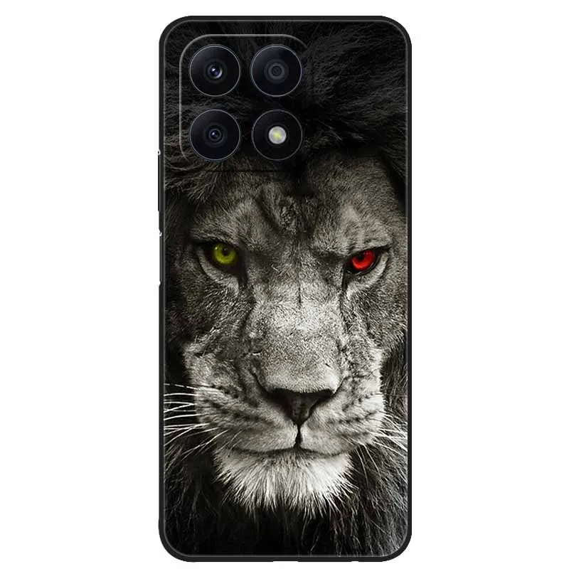 Cool Black Soft TPU Phone Case with Wolf and Lion Design - Durable Back Cover