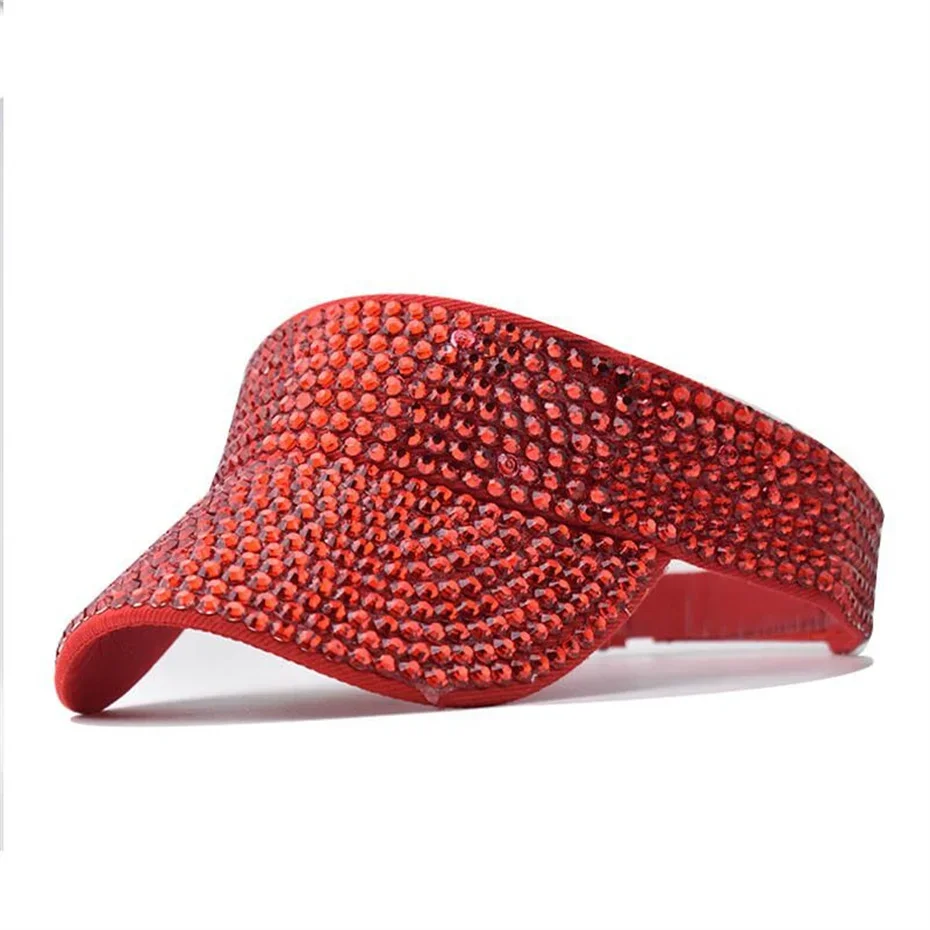 Wholesale Items Bulk Lot 2022 Summer Women New Hat In Various Colors Sun Visor Cap Shiny Rhinestone Fashion and Leisure X8725_2 4
