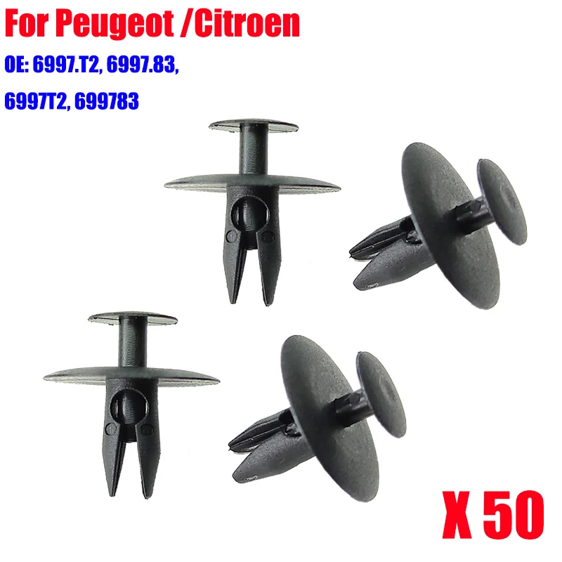 

50PCS Auto Clip Car Engine Cover Soundproof Cotton Clips for Peugeot 307 308 408 206 Citroen C4 Car Styling Plastic Fastener