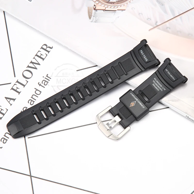 thumbnail image 5 of Correa de reloj de goma para Casio PRG-130 PRG130Y PRW-1500 Correa de reloj deportiva de resina resistente al agua para hombre Accesorios, 5 of 5
