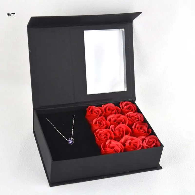 

X5QE Valentines Day Flower Jewelry Box Rose Flower Christmas Present Packing Bag Women Birthday Party Girlfriend Mom Gifts