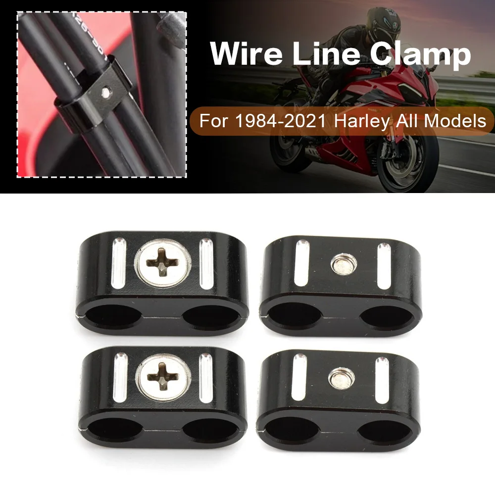 

4Pcs Universal Motorcycle Brake Throttle Cable Clamp Clip Holder Organizer Wire Line Clamp For 1984-2021 Harley All Models