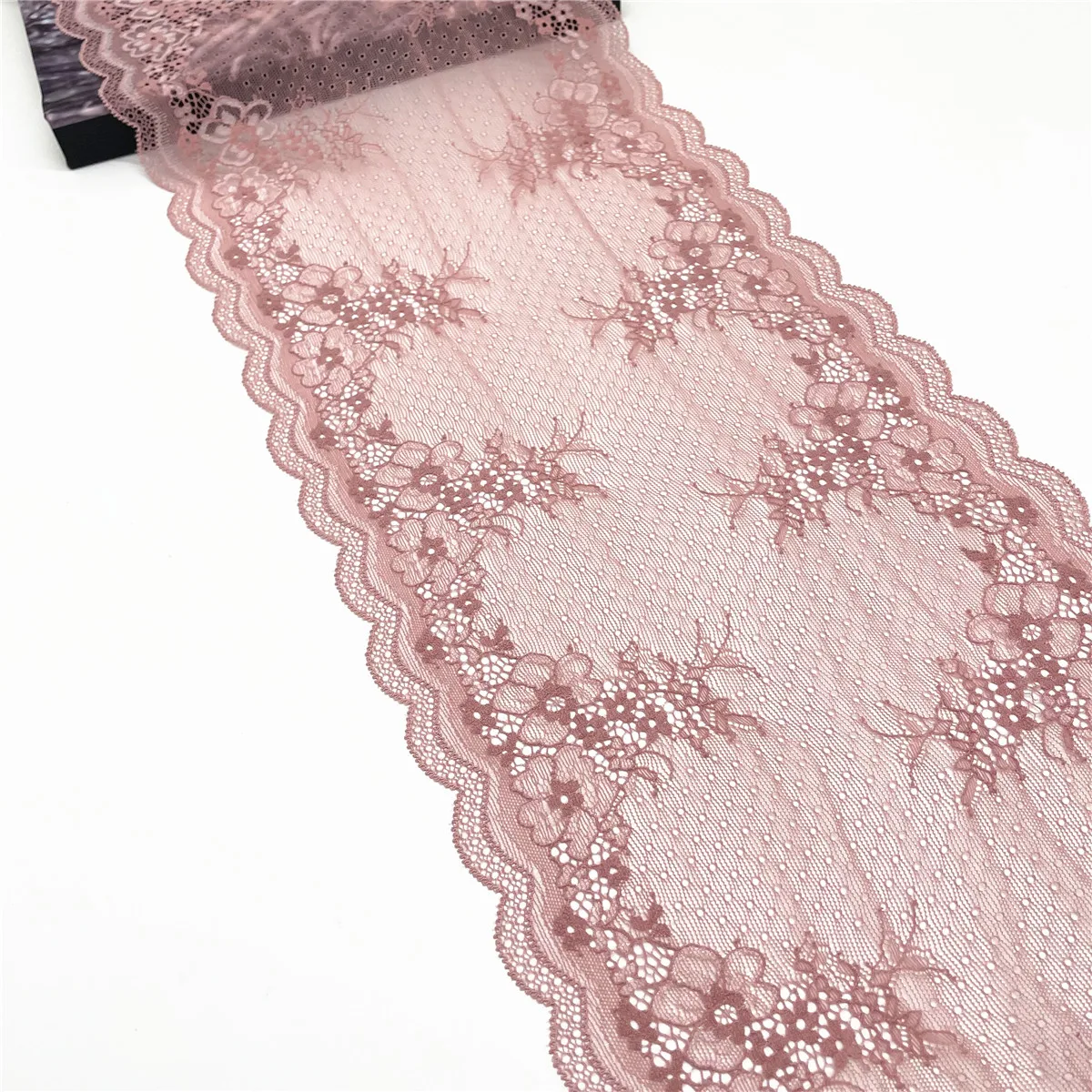 3M/lot Width 8 1/2 in 21.50cm Pink Elastic Stretch Lace For Clothing Accessories Dress Sewing Applique Costume Lace Fabric 1