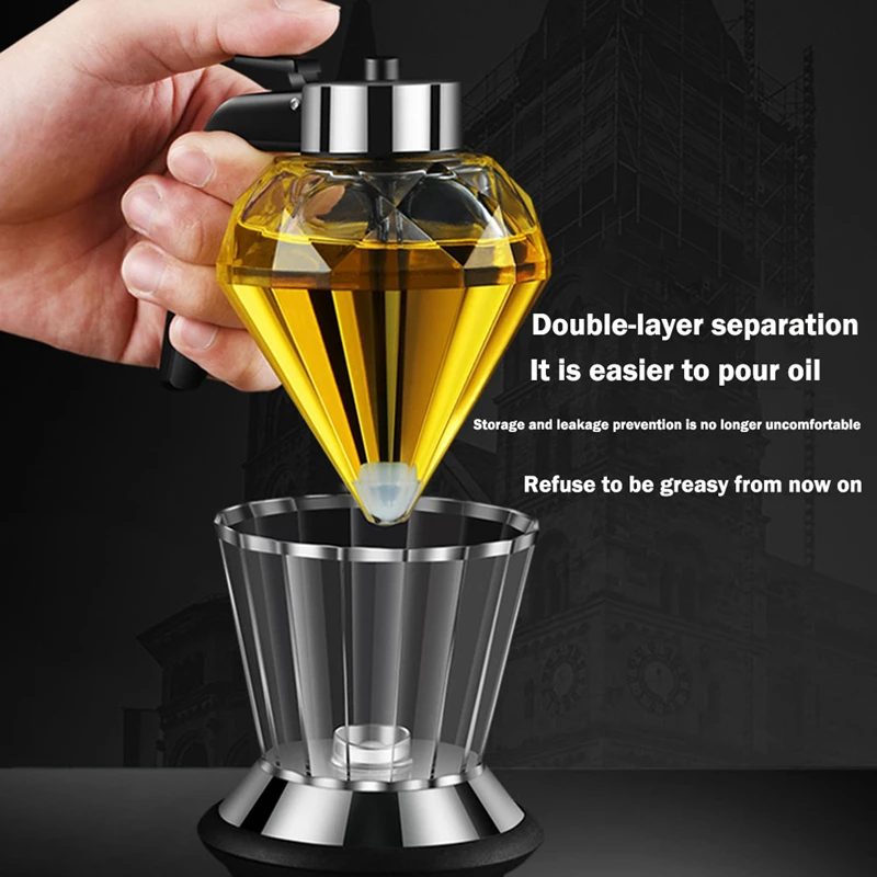 Diamond Shape Glass Honey Dispenser with Drip Stand