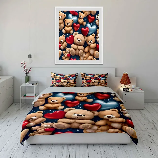 Ensemble cadeau décoratif d'ours en peluche, plusieurs tailles pour chambre d'enfant et d'adulte, magnifique ensemble de literie 3 pièces, cadeau 1