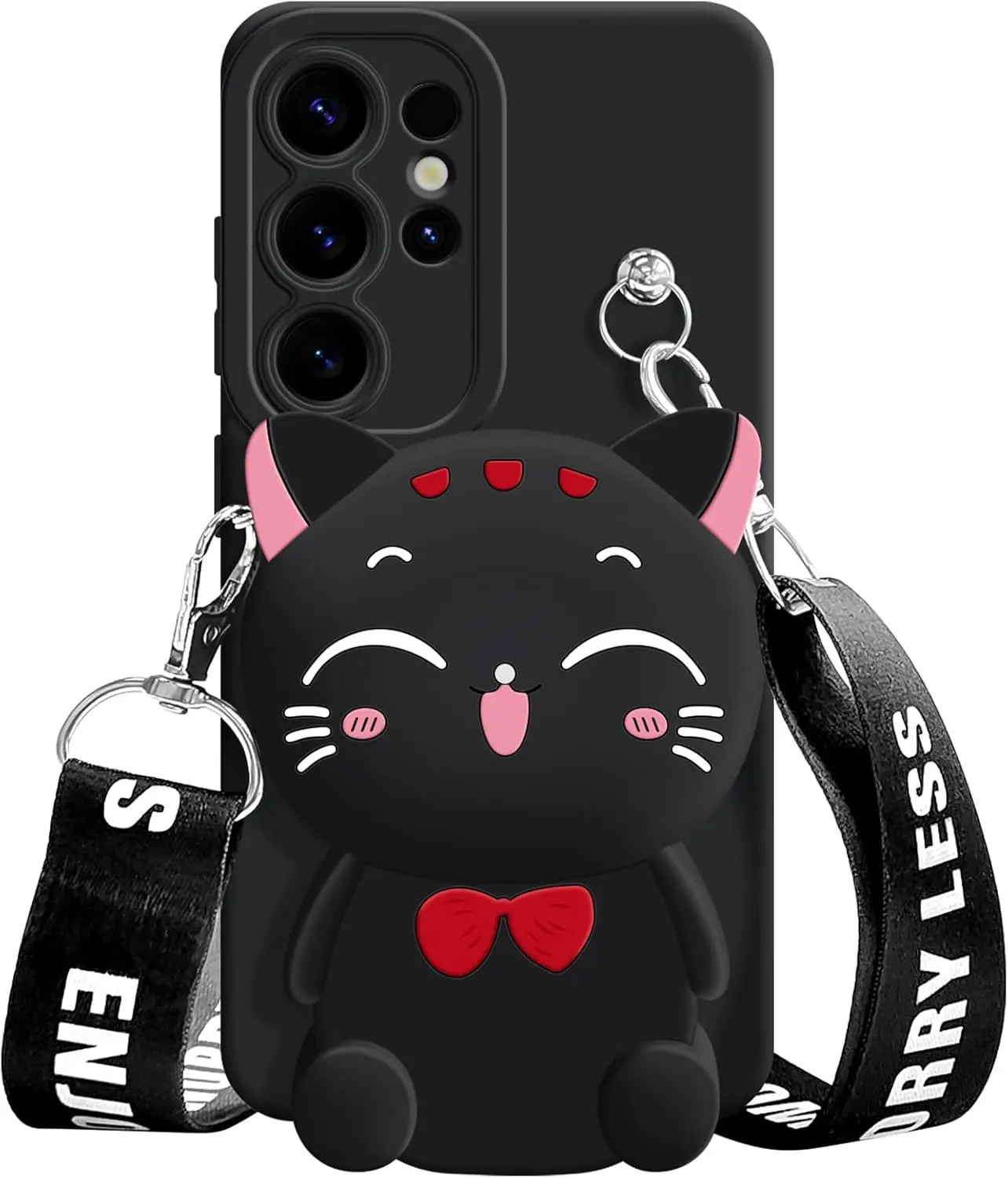 Lucky Cat Wallet Case with Rope – Stylish & Functional Phone Accessory
