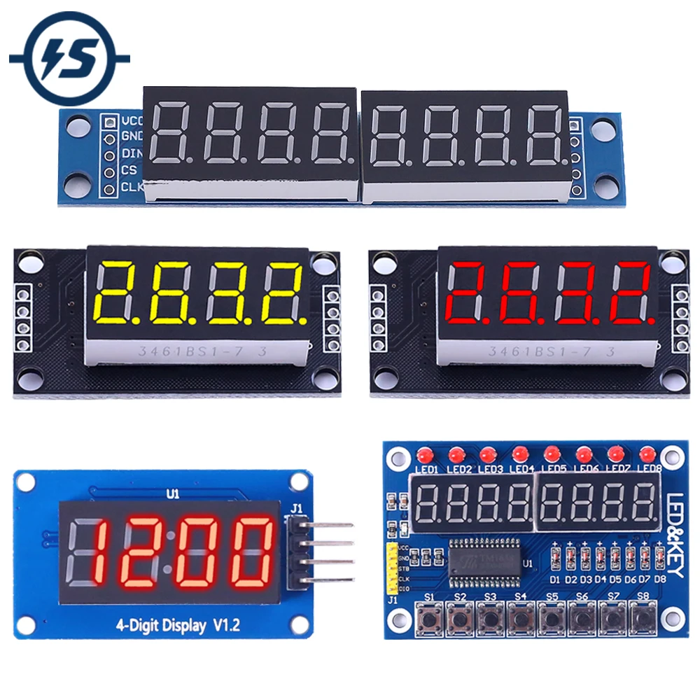 TM1637 TM1638 MAX7219 LED Dot Matrix 0.36 Inch 4/8 Bits Digit Digital Tube Display Control Module 3.3V 5V Serial Driver Board