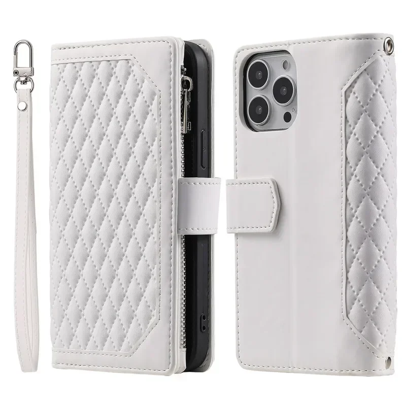 Elegant Leather Crossbody Zipper Wallet & Phone Case with Card Holder and Flip Cover