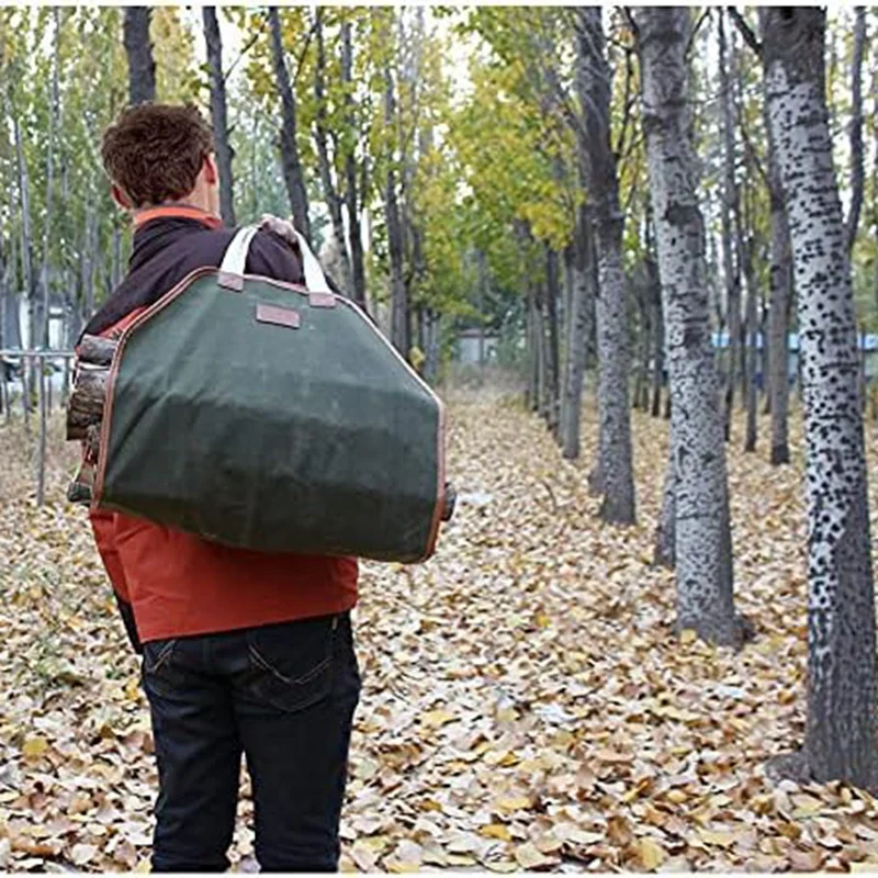 

Canvas Log Carrier Bag,Durable Wood Tote,Fireplace Stove Accessories,Firewood Holder With Handles For Camping