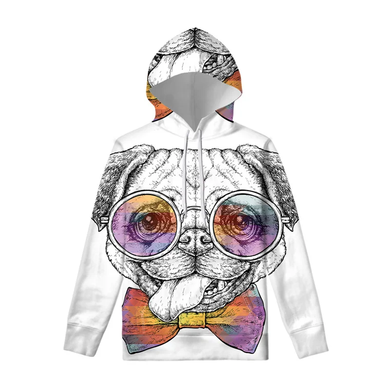 thumbnail image 1 of Sudadera con capucha con estampado 3D de Pug y animales para hombre, sudadera con capucha con estampado de perro, sudadera informal de manga larga a la moda para la calle, 1 of 4