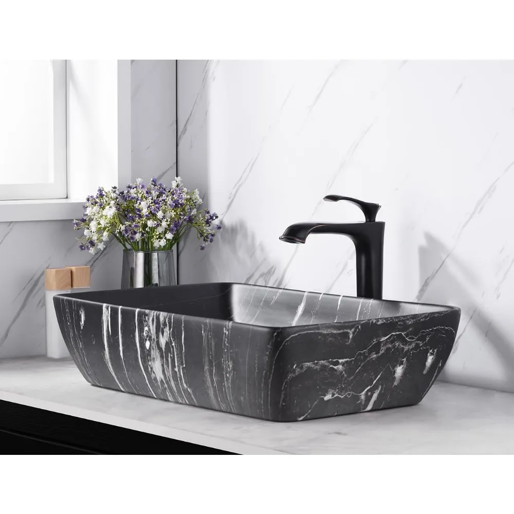 23 "x15.4" container sink rectangle - marble bathroom sink above countertop, ceramic washbasin, artistic basin 2
