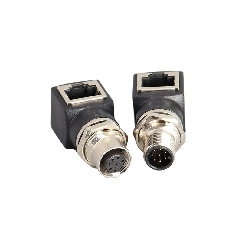 5/10/100PCS M12 To RJ45 Ethernet 4 P D-Type 8 Pin A-Type Female Ethernet Industrial Grade Network Cable Adapter IP67