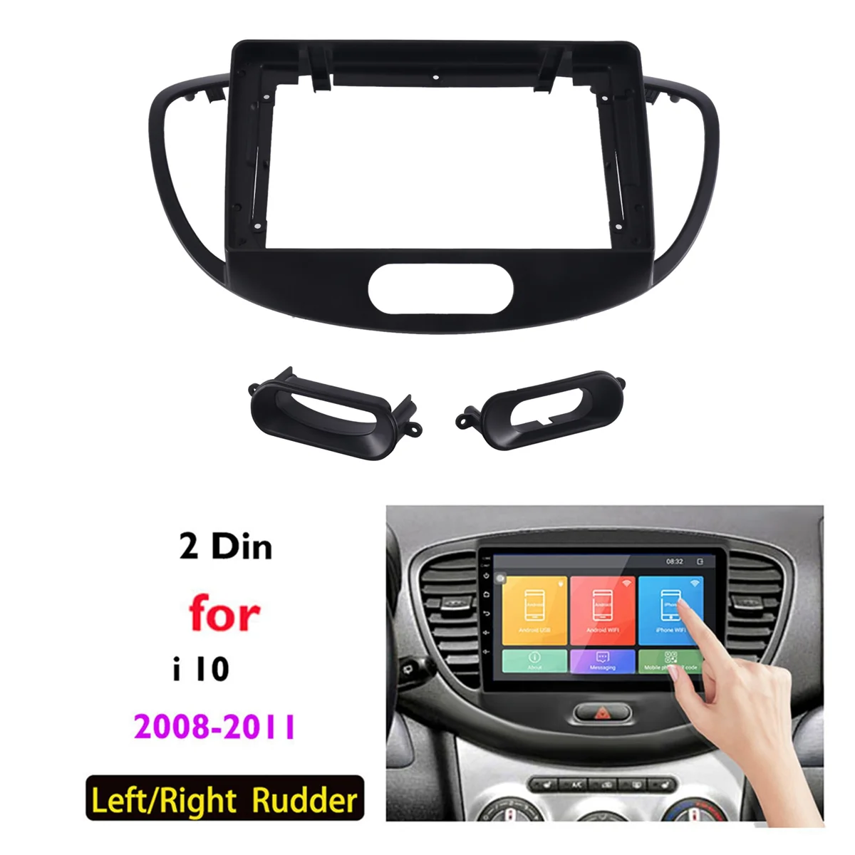 

Для Hyundai I10 2008-2011 9 дюймов 2 Din рамка для приборной панели автомобиля радио Fascia Dash MP5 плеер DVD адаптер панель