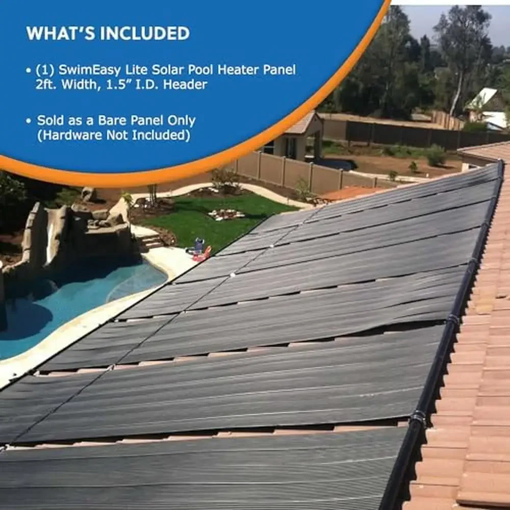 SwimEasy Lite Universal Solar Pool Heater Panel Replacement 15-20 Year Life USA Made DIY Installation 1 Panel 1.5" Header