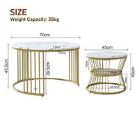 Table basse Fangange, table d'appoint, table gigogne, table de canapé, table à lampe, ronde, avec tapis antidérapant, structure métallique, sans bords tranchants, pour salons, chambres, balcons, espaces de détente, appartements, blanc/noir. 5