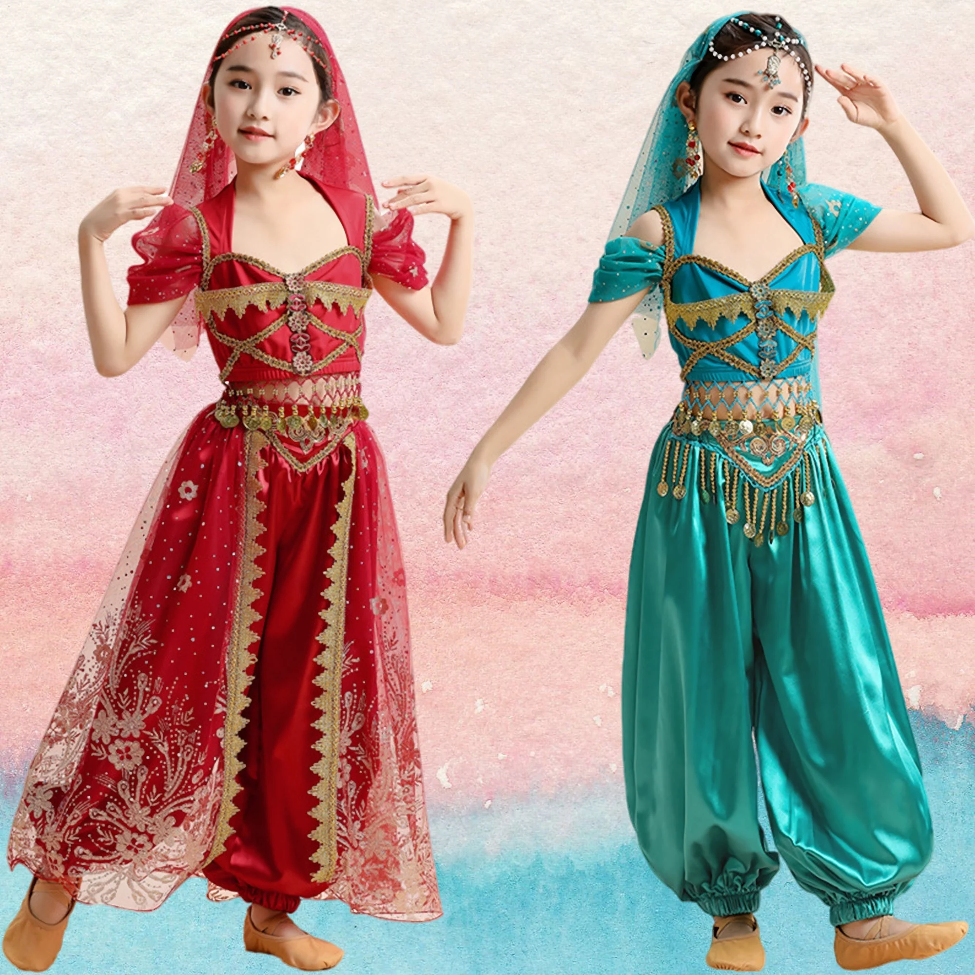 

Children's belly dance India princess costume Indian dance Sari girl performance costume