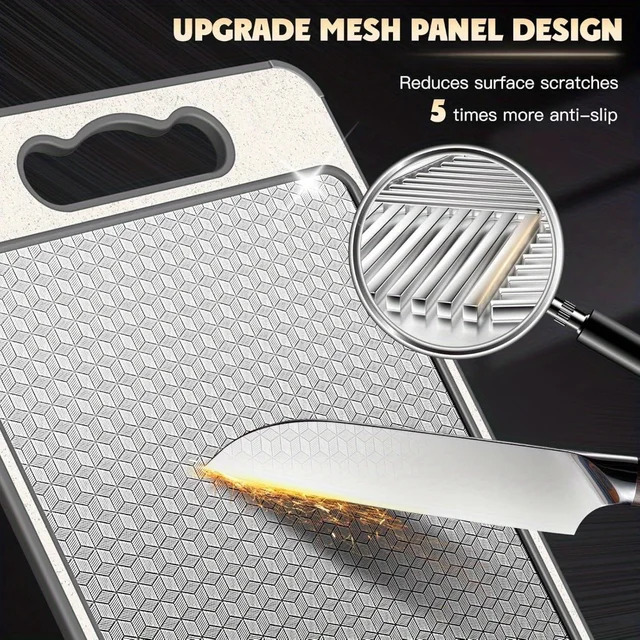 1pcs Stainless Steel Cutting Board Double Sided Chopping Board for Kitchen Scratch Resistant Anti-Slip Silicone Edges 5