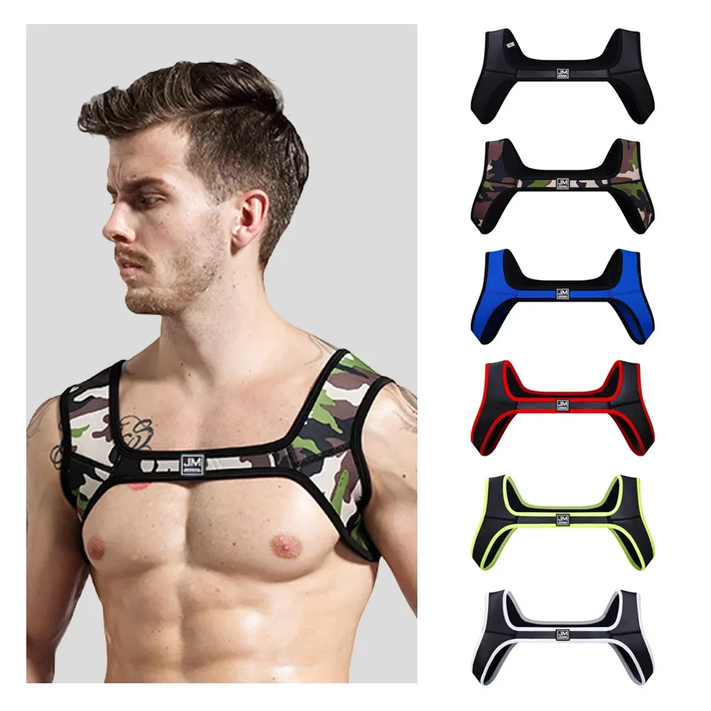 Male Lingerie Neoprene Harness Men Gay Clothing Tank Top Sexual Body Leather Chest Harness Belt Strap Punk Rave Costumes for Sex