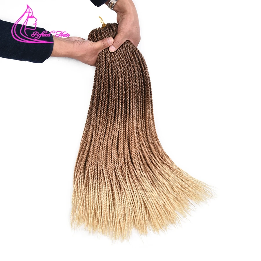 Senegalese Twist Hair Senegalese Twist Braids Ombre Synthetic Hand made Crochet Twist Braids Pre-twisted Ombre Braiding Hair Extensions 24inch