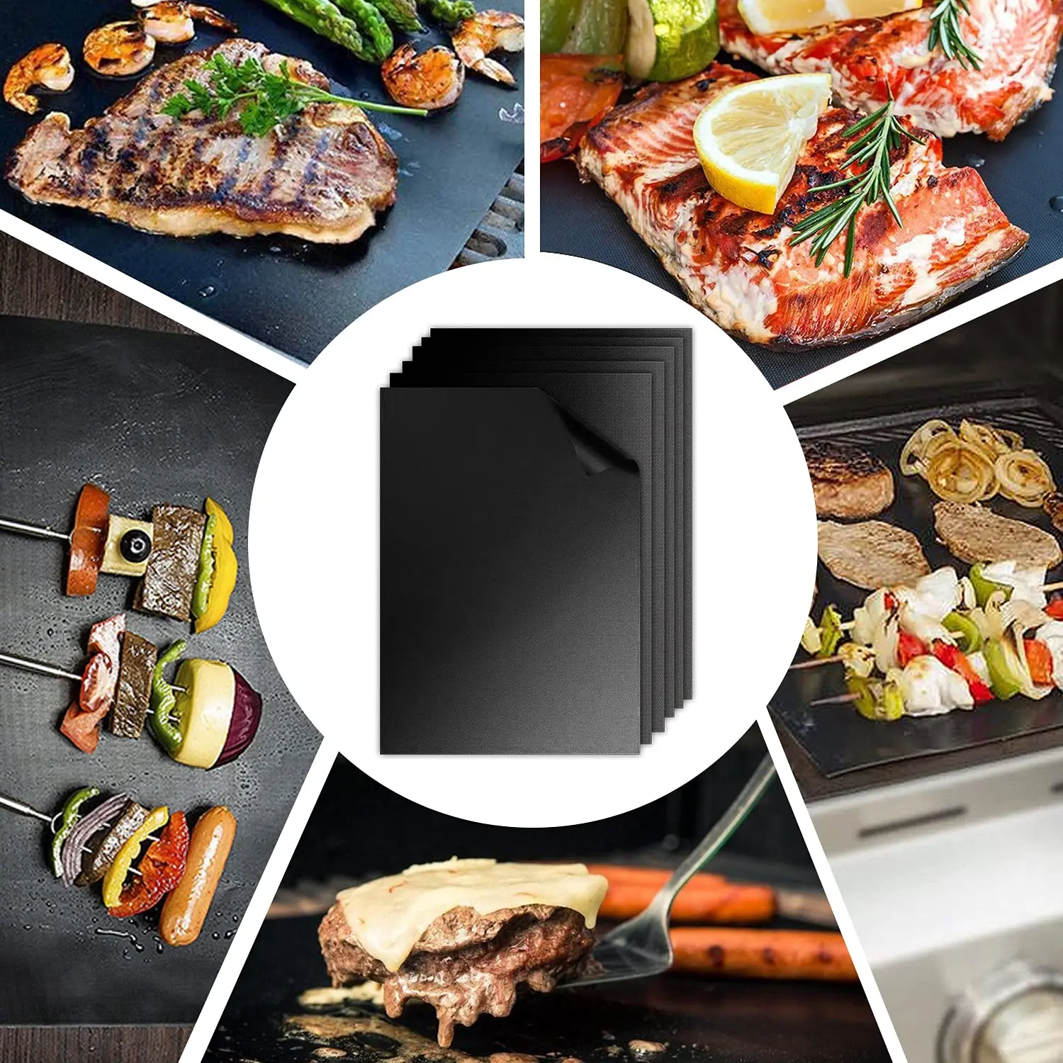 3 Tappetini Antiaderenti Per Barbecue E Griglia – Foglio In PTFE 40x33 Cm, Resistente Al Calore E Riutilizzabile