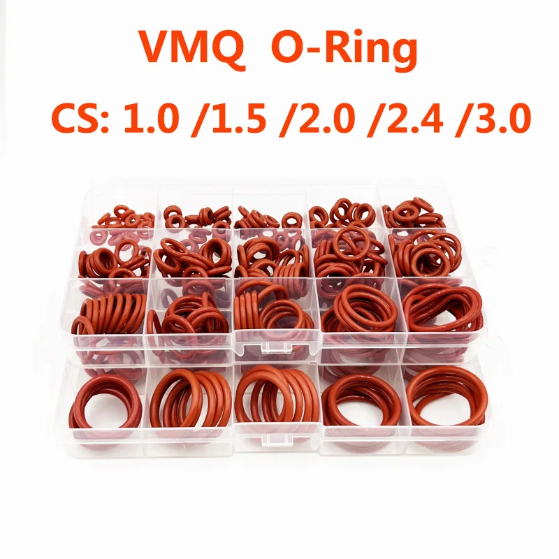 Red Silicone o Ring Vedação Arruela Juntas de Encanamento Resistente a Óleo Alta Temperatura Vmq Oring Kit cs 1.5 2. 3. 1