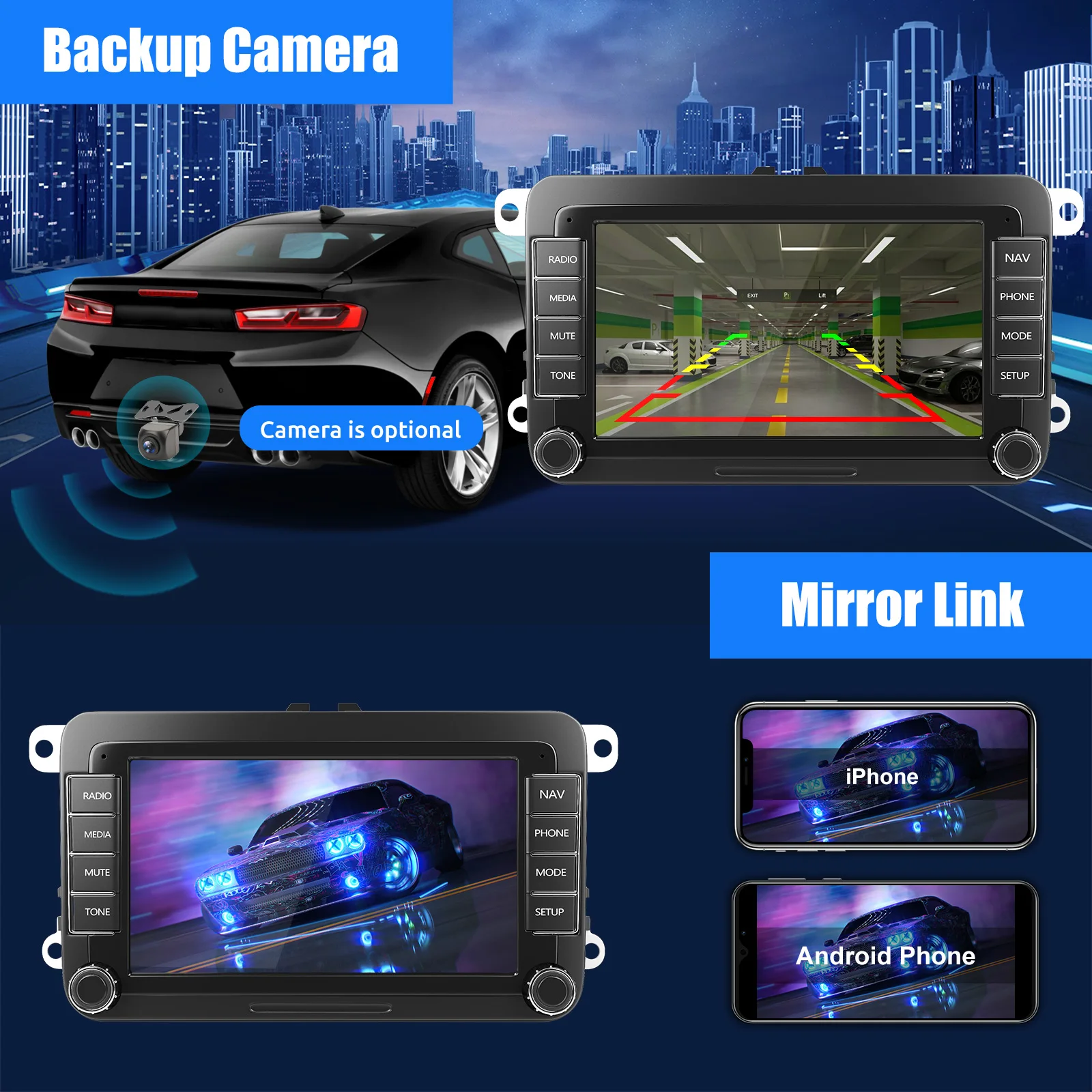 7" Touchscreen Car Stereo with Bluetooth & Backup Camera 6