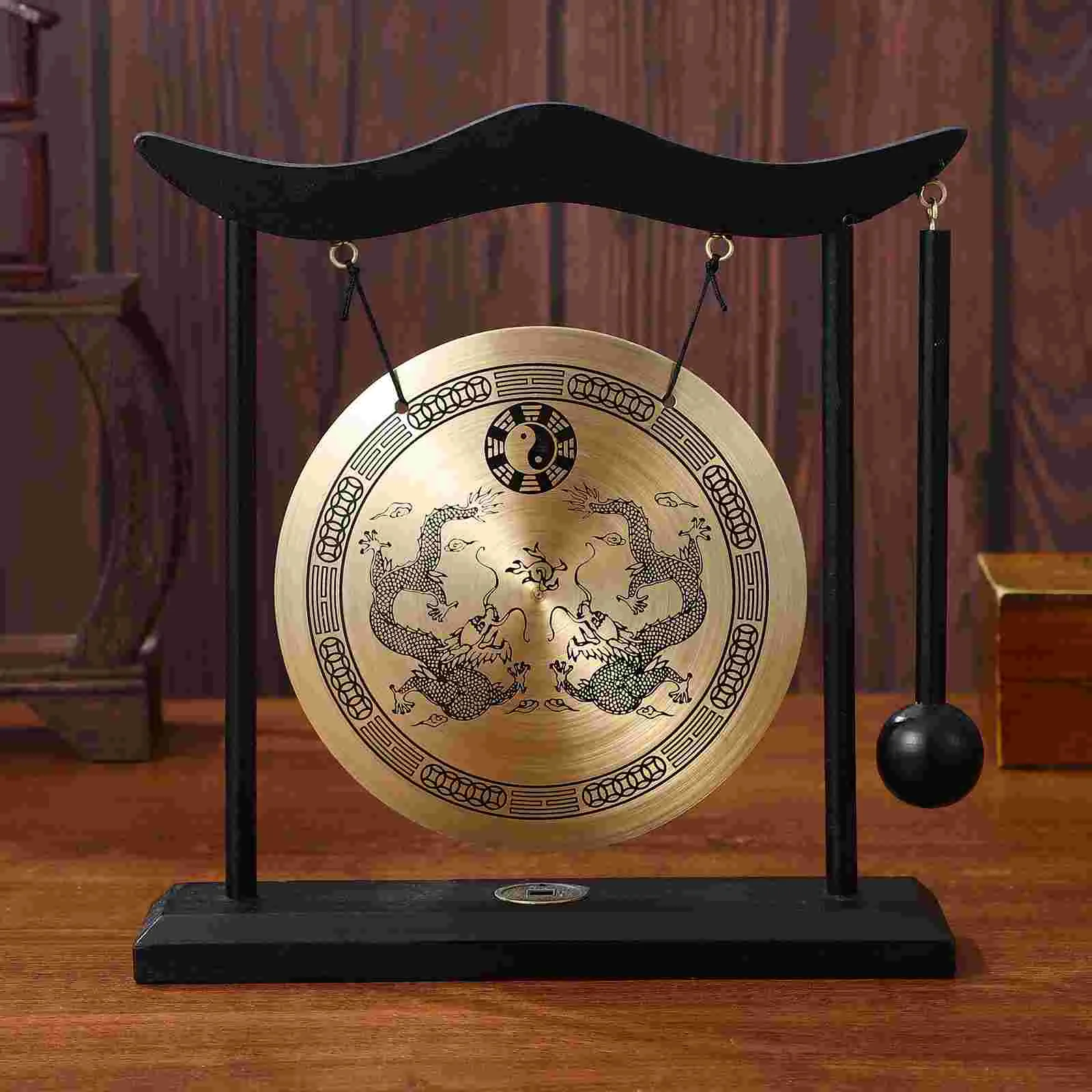 

Handicraft Chinese Style Decoration Table Gong with Mallet Copper Gong with Mallet Gong with Mallet Decoration