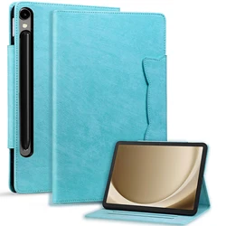 Cute Cat Design PU Leather Magnetic Tablet Cover for Tab S11 11 inch (Sky Blue)