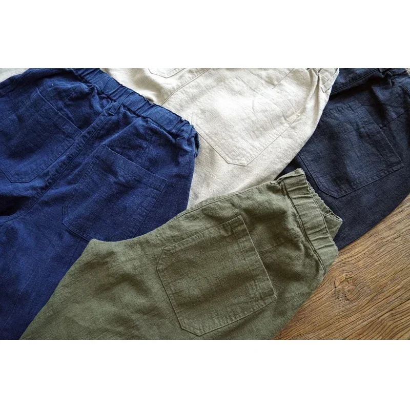 Sauce Zhan Men Pants Linen Pants Men Summer Breathable Casual Pants Ankle-length Loose Fit Taper Leg 4
