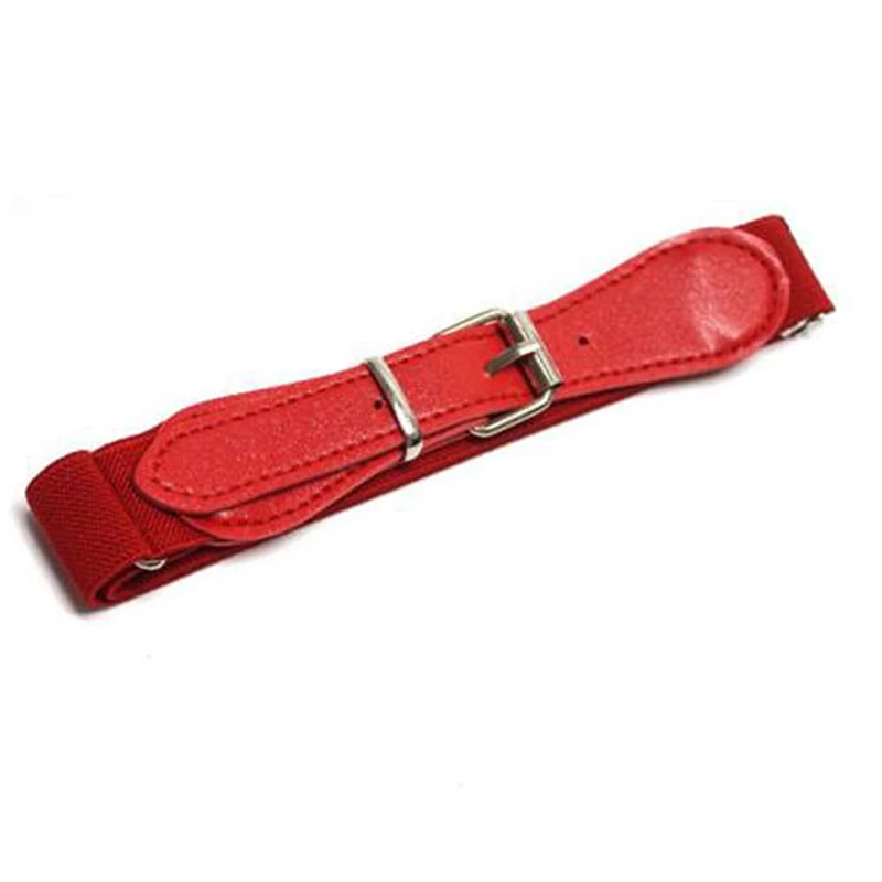 Fashion Children Candy Color Belt Girls/Boys Elastic Waist Belt Metal Pin Buckle Kids PU White/Red Belts NEW