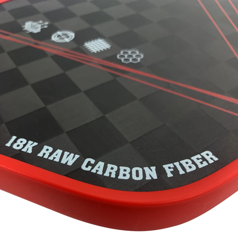 Pickleball Paddle Thermoformed 18K Raw Carbon Fiber Surface For Spin And Control Foam Injected Edges Wide-Body Pickleball Paddle