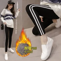 Winter maternity clothes plus velvet leggings high elastic stitching warm pants soft thick cotton trousers for pregnancy 1