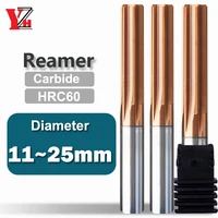 YZH Carbide Machine Reamer HRC60 11mm ~25mm Coated Straight Groove 4F 6F Tolerance H7 Inner Hole Harened Steel Metal Cutter CNC 1