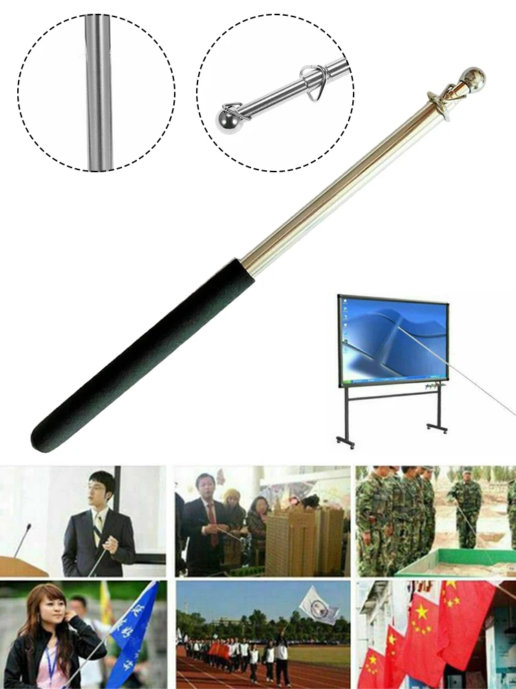 Asta De Bandera Telescópica De Acero Inoxidable - 1 Metro Extendido, Puntero Para Guías Y Profesores