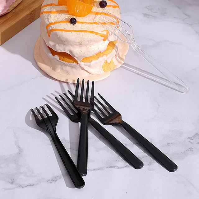 100Db/Csomag Hosszú Fogantyúval Villák Újrafelhasználható Műanyag Eldobható Party Piknik Csomagolás Asztali Edények Sűrítve Finom Ételek Kés - Image 2