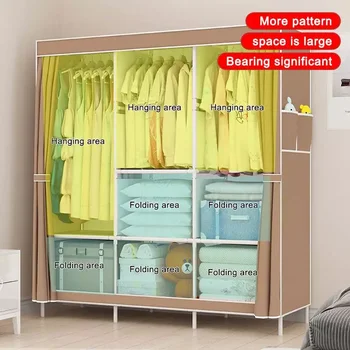 2023 Square Wardrobe Fabric Folding Cloth Closet Cabinet DIY Assembly Reinforcement Cloth Wardrobe Clothes Storage Bedroom Organ