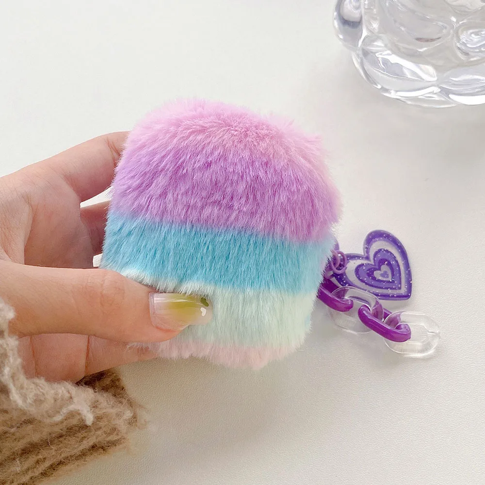 Silicone Protective Case with Faux Fur Pom Pom Keychain for AirPods Pro  (2nd Generation) - Lavender