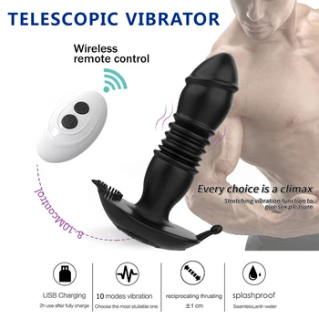Huge Dildo Vibrators Anus Butt Plug Male Prostate Massager Adult Toys Anal Vibrator Remote Telescopic Vibrator Sex Toys for Men 3