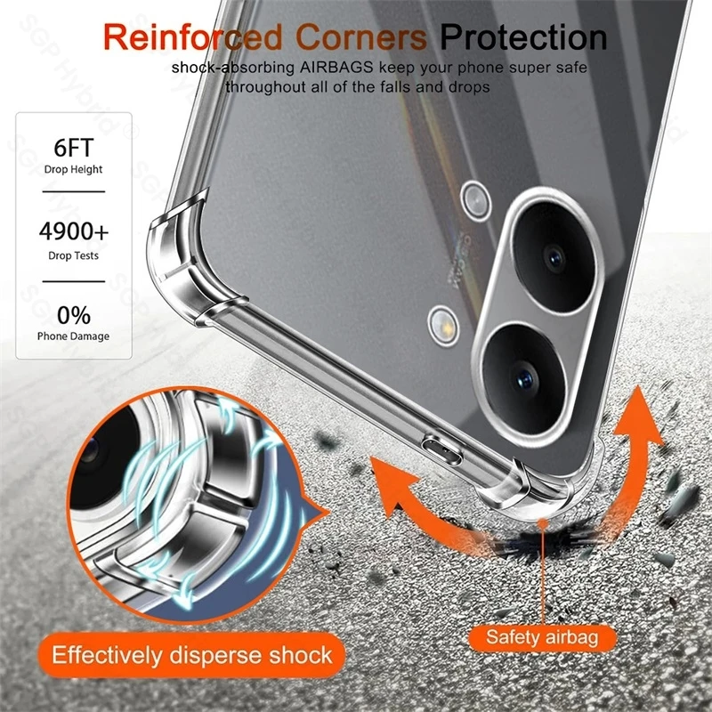 Shockproof Transparent Soft Silicone Case - Ultra-Thin Clear Protective Cover