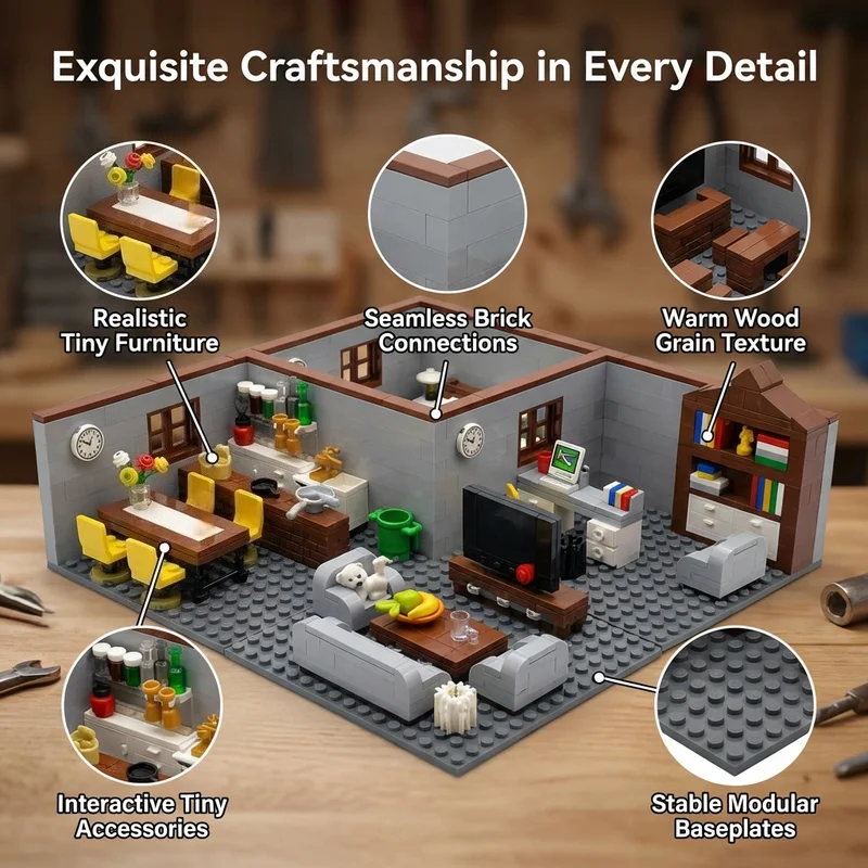 MOC City House Building Blocks Toys for Boys Girls DIY Blocks Living Kitchen Room Furniture Model Juguetes Bloques Kids Toys - 4