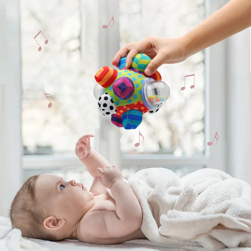 

Baby bomb ball hand grabs the rattle ball tactile sense 3D rattle hand grabs bumpy ball Hand Bell Interactive Toys for Newborn