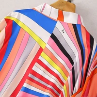 Elegant Loose Robe Dresses Autumn Women Colorful Striped Printing Fashion Batwing Sleeve Party Vacation Casual Vestidos - Image 6