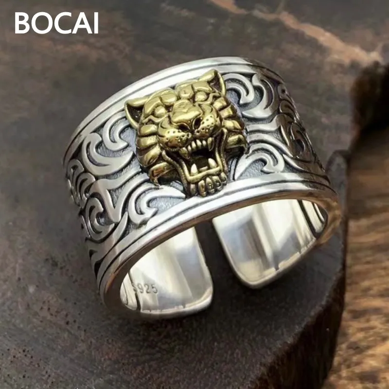 

Мужское кольцо BOCAI с головой тигра в стиле ретро из серебра пробы, оригинальный дизайн, подарок на день рождения