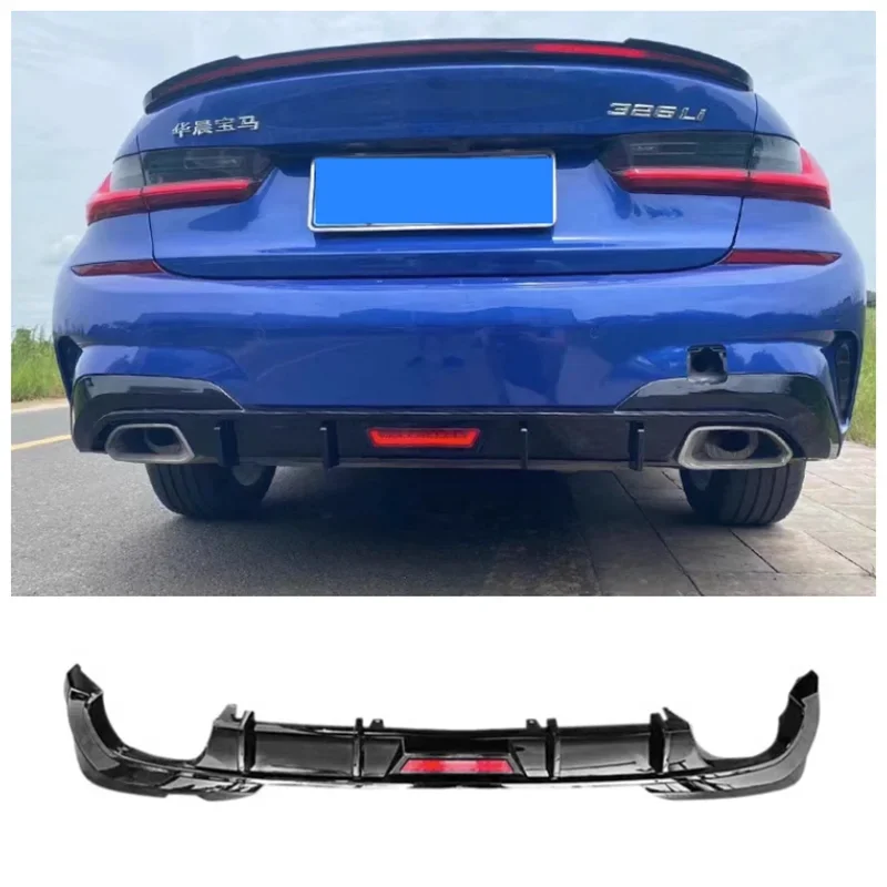 

For BMW 3 Series G20 G28 2020-2023 High Quality ABS Black Bumper Front Lip Rear Diffuser Spoiler Exhaust Cover (With LED Light)