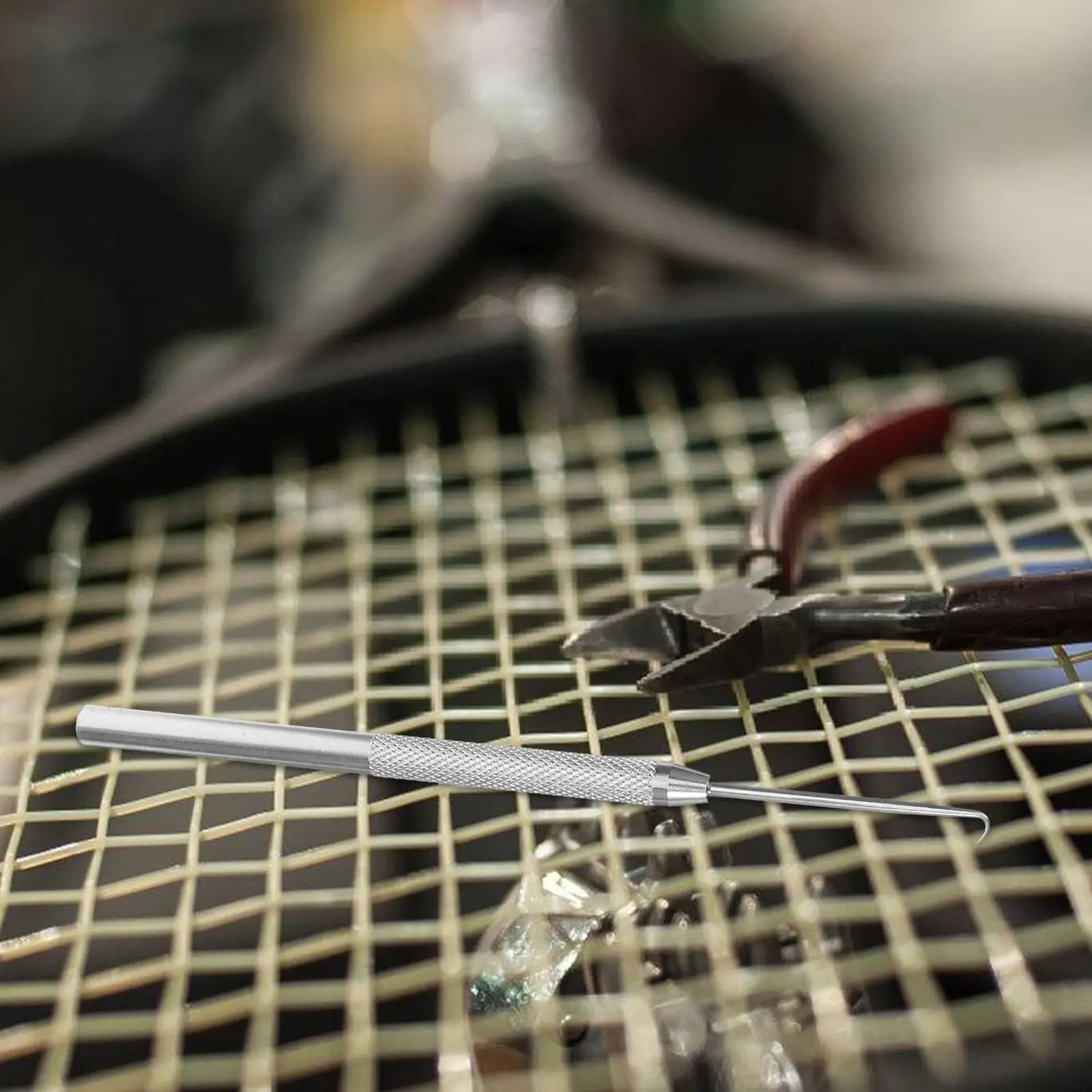 Silver Tennis Racket Stringing Hook Wire Pulling Tools Badminton Threading Fixing Sports Racquet String Hook Daily Use Craft