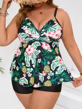 3XL 4XL Plus Size High Waist Bikini Women's Push Up Large Size Swimsuit Summer Mujer Big Size Tummy Control Swimwear Bikini Sets