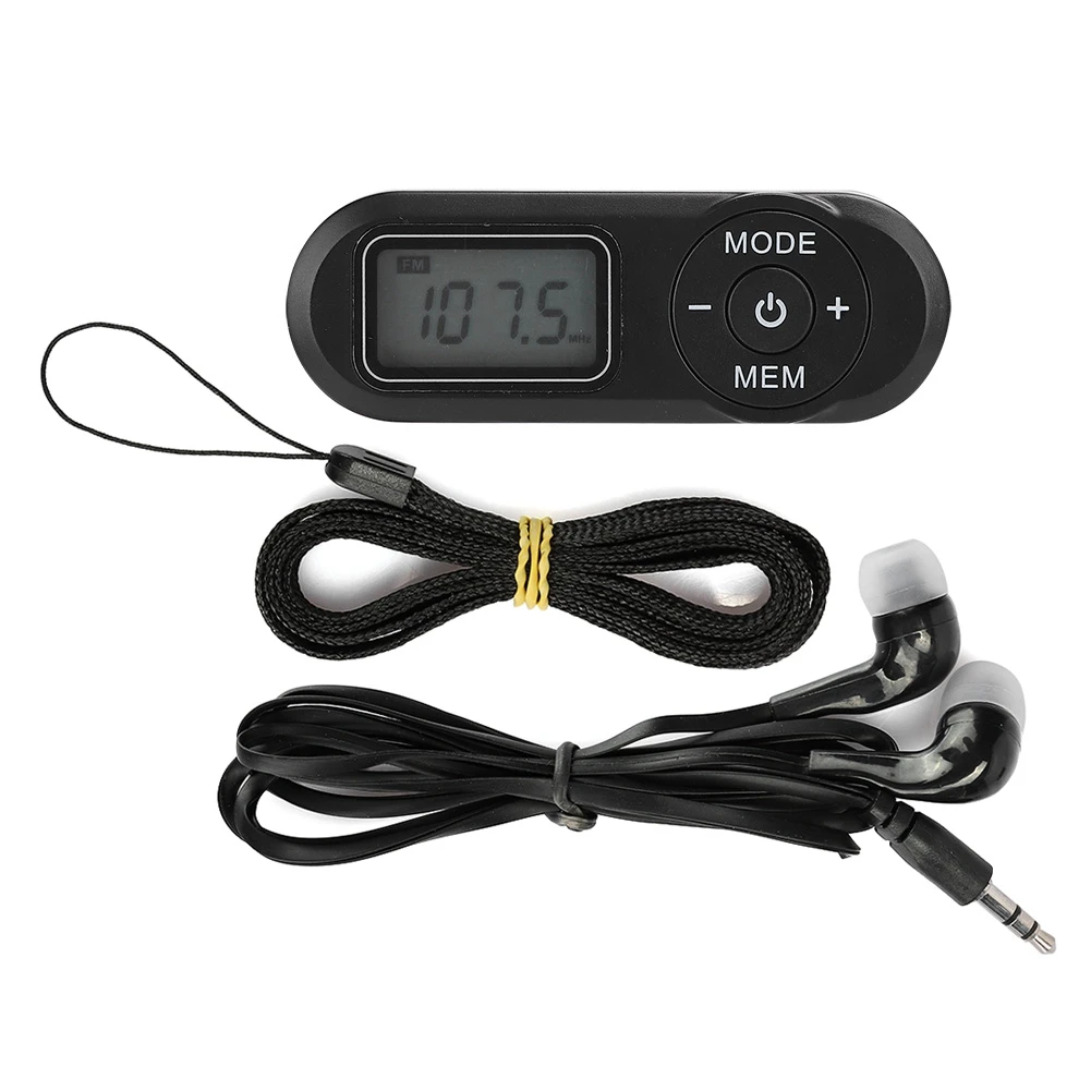 Pocket FM Radio FM:64-108MHz Portable Sports Radios Receiver Mini Walkman with LCD Display Neck Lanyard 3.5mm Headphone