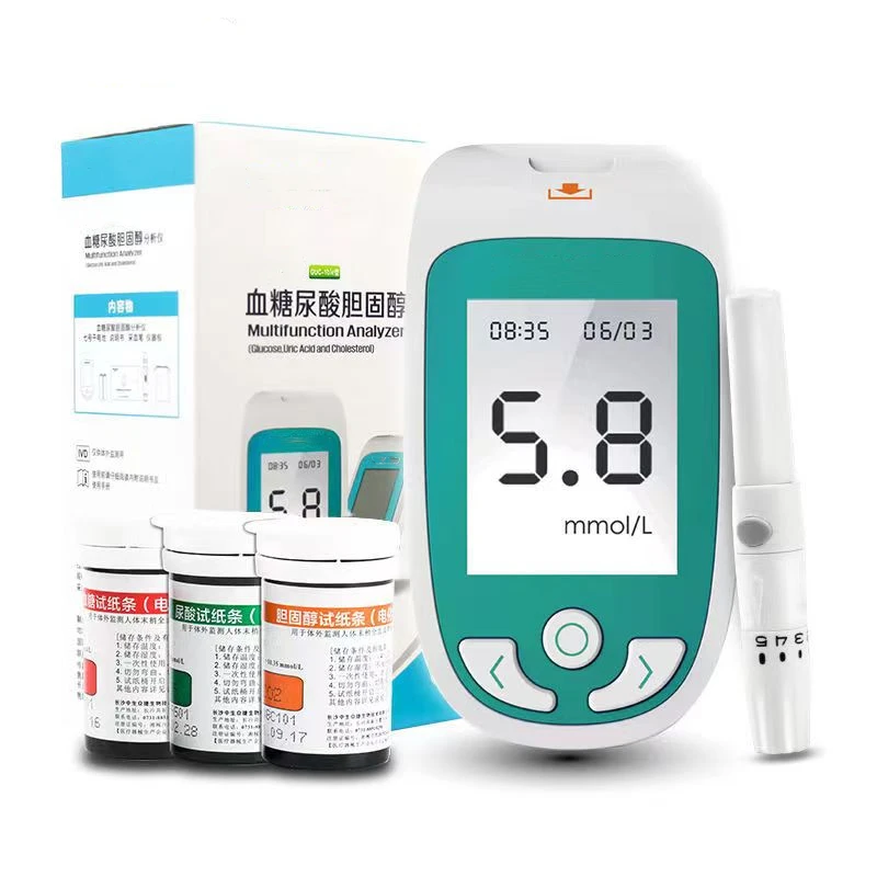 

3 in 1 Multi-function Cholesterol Meter Blood Glucose Monitor Uric Acid Test Analyzer &25UA/50GLU/10CHOL Strip