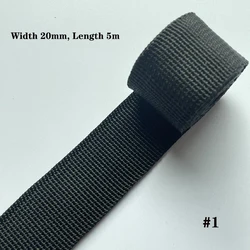 Vibrant 20MM Nylon Webbing Tape - 5M Strap for Crafting & Accessories (Black 5M)