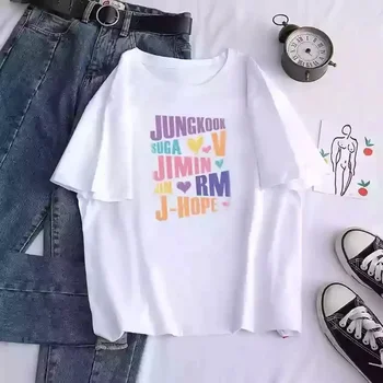 Kpop Printed Men's and Women's T Shirt Jungkook Jimin V J-Hope Rm Jin Short-Sleeved Casual Fashion Top Y2k Top  Women Clothing 1